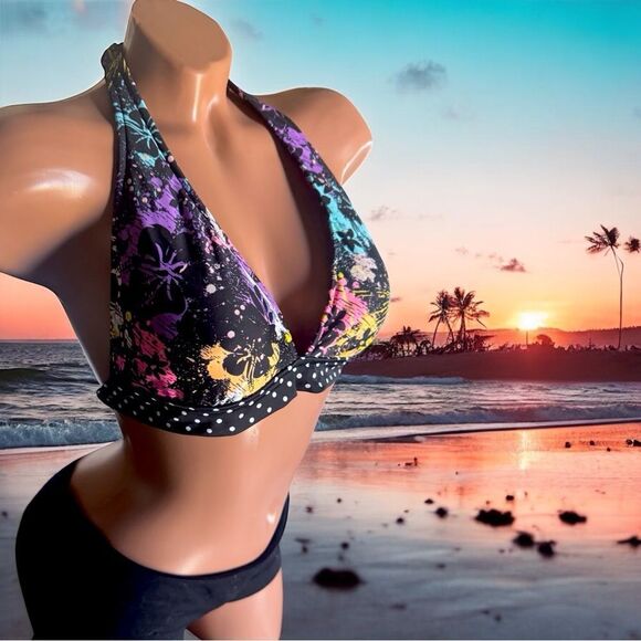 Arizona Jean Co Swimwear l Bikini Top l Pant-Splash Print l Adjustable l L l EUC - Picture 12 of 12